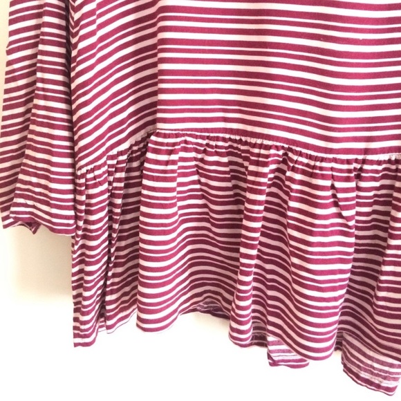 Bongo Pinstriped Peplum Style Blouse with Red Stripes - Picture 2 of 4
